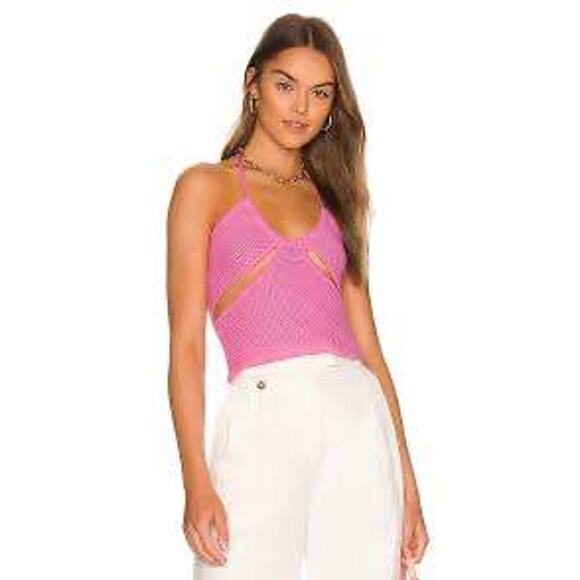 VICTOR GLEMAUD
Cut-out Crochet Knit Halter Top In Pink size Small - Picture 6 of 6